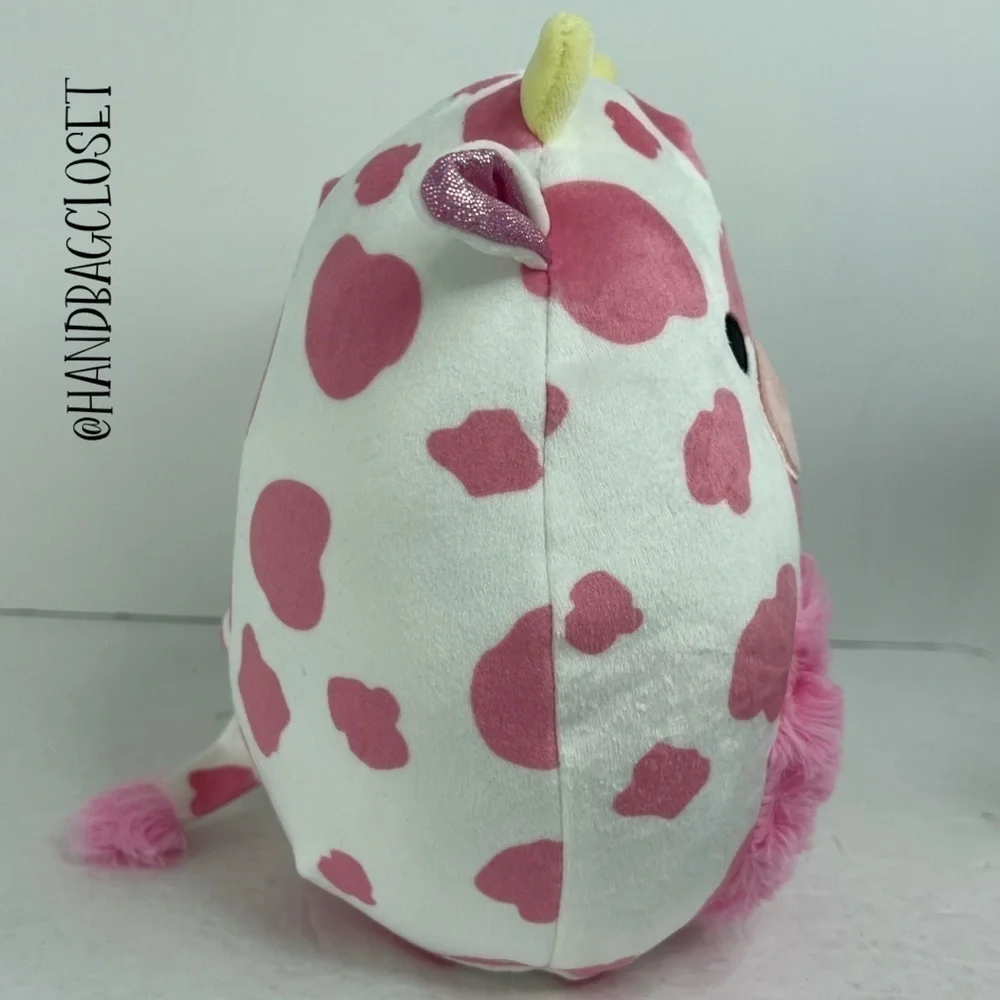 Squishmallow Pink Cow Evangelica Stuffed Animal and Keychain Set